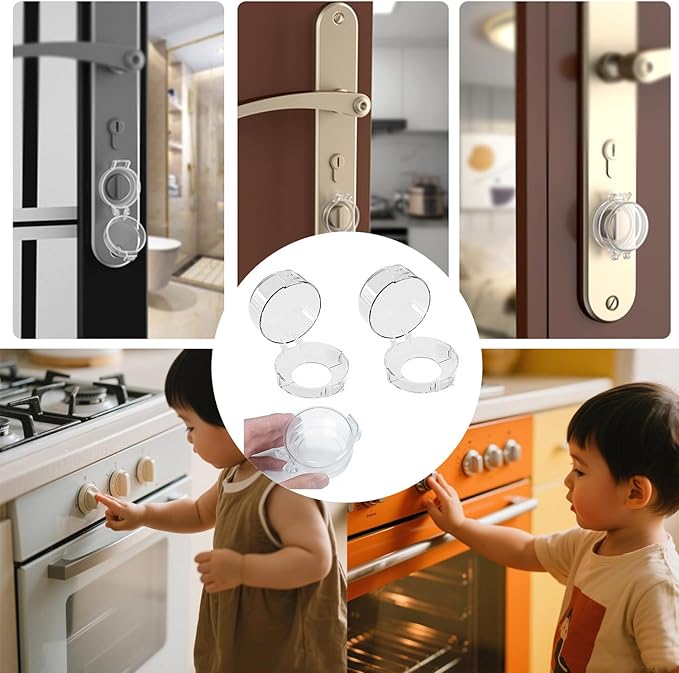 2 Pcs Gas Stove knob Safety Covers,Child Safety Lock Cover,Child Proof Large Size Door Knob Cover,Oven Knob Covers for Child Safety,Kitchen Burner Childproofing （Clear）