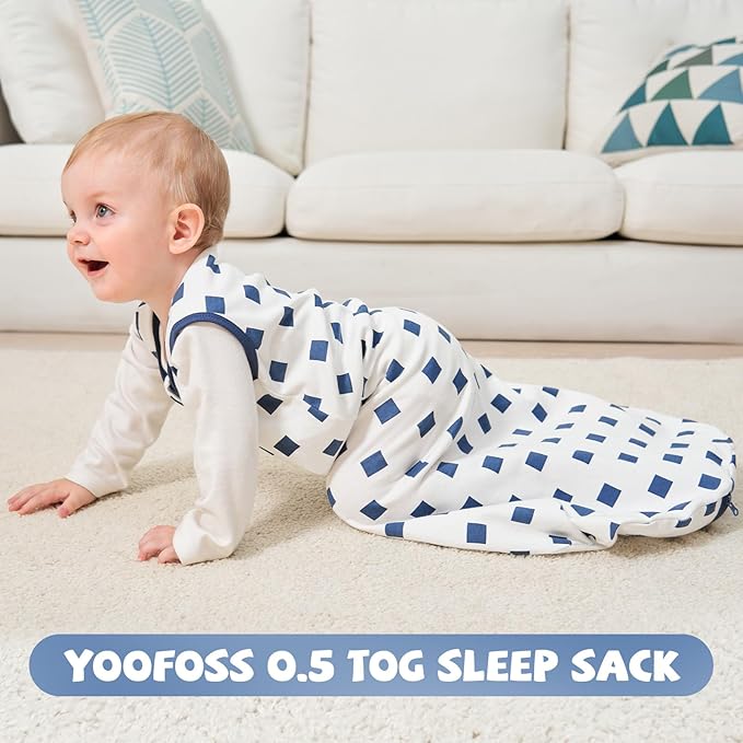 Yoofoss Baby Sleep Sack 0-6 Months Wearable Blanket 100% Organic Cotton 2-Way Zipper TOG 0.5 Toddler Sleeping Sack 3 Pack, Comfy Soft Lightweight (Small)