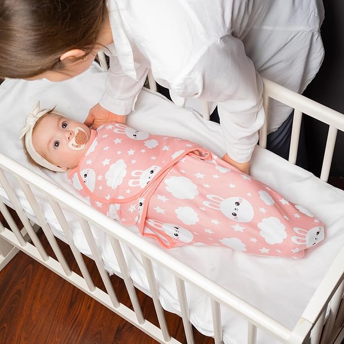 Bublo Baby Swaddles for Newborns – 3-Pack Infant Swaddles 0-3 Months – Adjustable Swaddle Sleep Sack – Soft Cotton Baby Wrap for Safe & Cozy Sleep (Coral)
