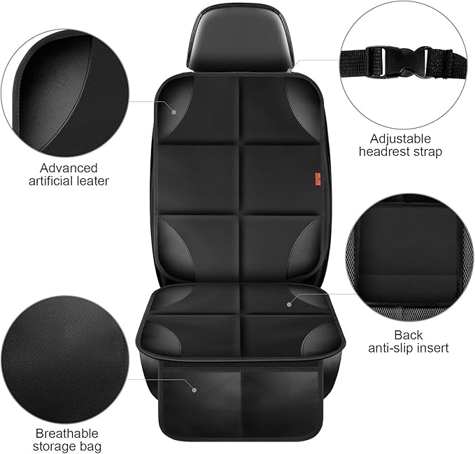 Car Seat Protector 1 Pack Car Seat Cushion Mat Thickest Padding,Waterproof 600D Fabric Car Seat Covers for Non-Slip Backing Mesh Pockets for Baby and Pet (Blue, 2 Pcs)