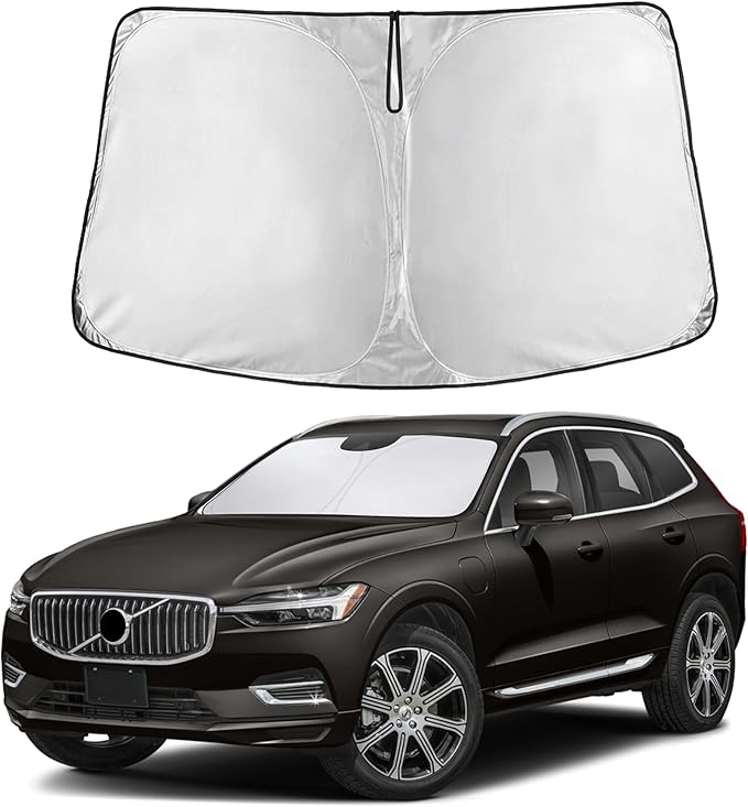 EcoNour Windshield Sun Shade for Volvo XC60 2018-2026 Accessories Custom Fit Window Shade Sun Visor Protector Foldable Blocks UV Rays Keep Your Car Cooler