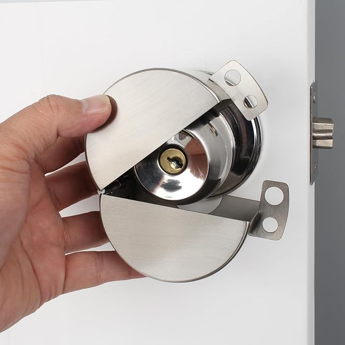 Door Knob Lockout Device Child Safety Doorknob Locking Cover Door Handle Lock,Prevents Access to Keyholes, Turing and Operating Door Knob, Stainless Steel