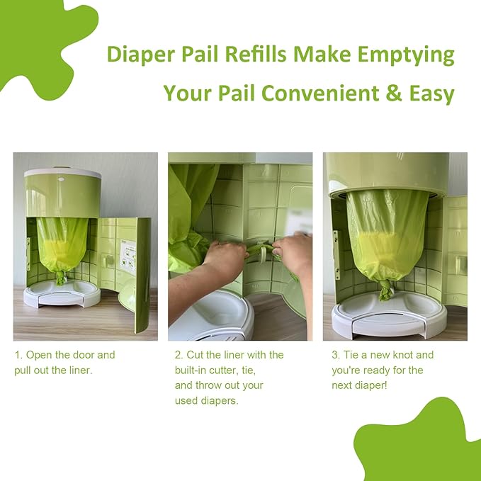 USBOO Refills Compatible with Dekor Plus Diaper Pail | 4 Pack | Disposable Diaper Pail Refill | Extra Thickness | Diaper Trash Bags | Cherry Blossom Scented | Holds up to 2320 Diapers