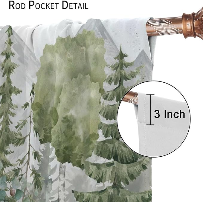 Kids Forest Animal Curtains,Fox Elk Bird Animal Watercolor Woodland Print Curtains Kids Nursery Bedroom Living Room Home Decoration 84x84 Inch