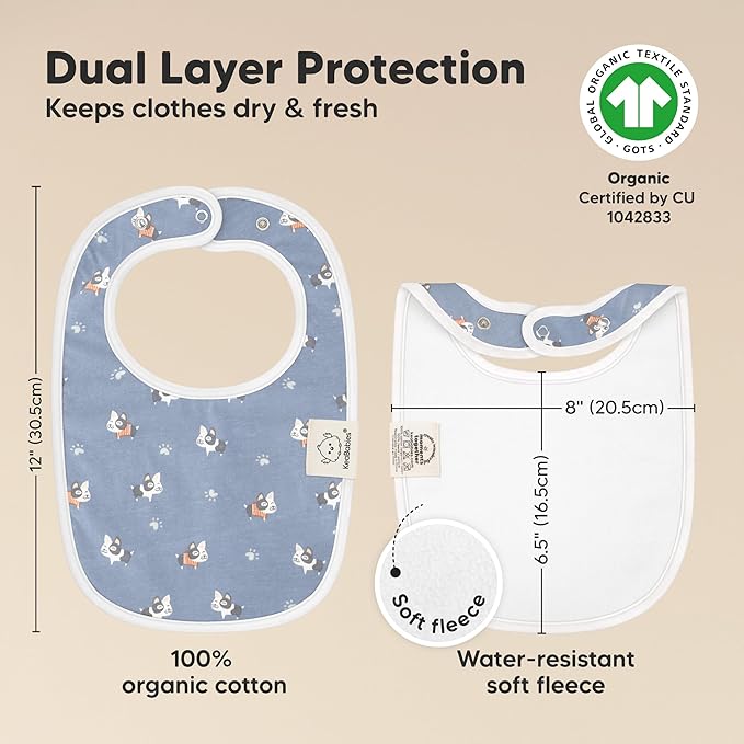 8-Pack Organic Baby Bibs for Boys, Girls - Soft Cotton Drooling and Teething Bibs for Baby Girl & Boy, Extra Absorbent, Easy To Clean & Put On for Toddler, Newborn, Infant 0-24 Months (Pets & Paws)