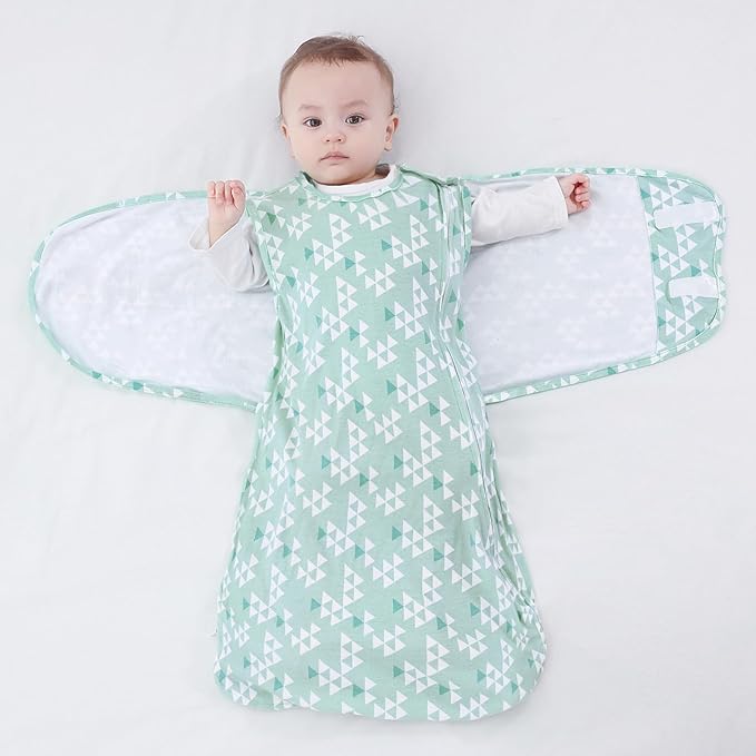 Sleepsack Swaddle,Sleep Sack 6-12 Months,Adjustable Wearable Transition Blanket,Miracle Swaddles for Babies Large,100% Cotton(Green)