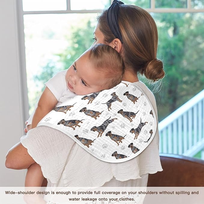 Qinllo 2 Pack Muslin Burp Cloths Great Dane Dogs White Cotton Baby Burp Cloths Extra Absorbent and Soft Thick Burping Cloth for Newborn Babies Boys Girls 22x11 Inch