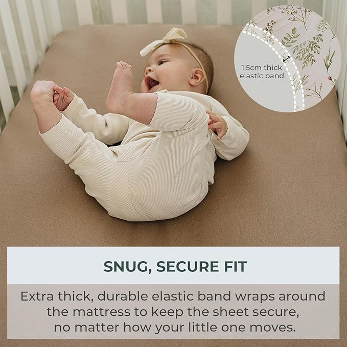 Pobibaby – 2 Pack Crib Sheets Girl, Premium Fitted Baby Crib Sheets for Standard Mattress – Ultra-Soft Jersey Knit, Safe and Snug, Stylish Floral Design (Meadow)