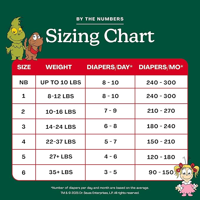 Hello Bello Diapers, Size 3 (14-24 lbs) Dr. Seuss Baby Grinch - 25 Count of Premium Disposable Baby Diapers, Hypoallergenic with Soft, Cloth-Like Feel