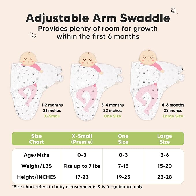 3-Pack Organic Baby Swaddle Sleep Sacks - Swaddles for Newborns, Infant 0-3 Months, Baby Girls, Boys, Soft & Snug Newborn Sleep Sack, Nursery Swaddling Blankets (Nordic, XS)