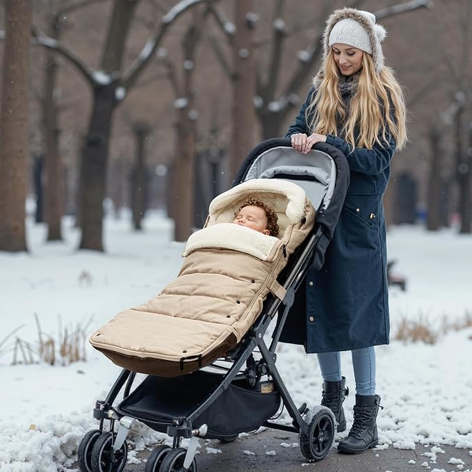 Momcozy Stroller Footmuff Universal | Easily Attaches to Most Strollers | Ultra-Plush,Weather-Proof | Deluxe Warm Stroller Bunting Bag | Extendable Stroller Cover for Winter | Adjustable Buckle