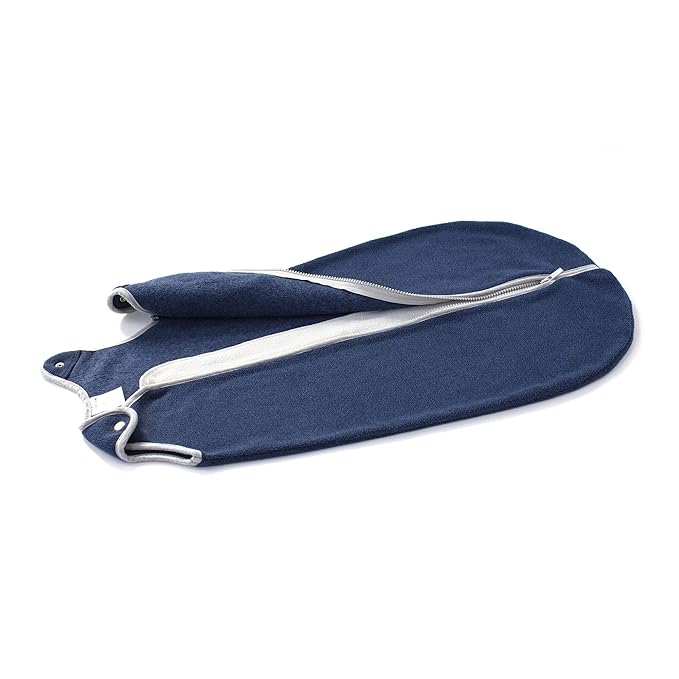 Baby Sleeping Bag Sack - Easy Care Premium Polar Fleece, Indoor Wearable Blanket for Boys & Girls. Fits Infants, With Convenient Shoulder Straps for Safe & Comfortable Sleep, Navy, Small (0-6 Months)