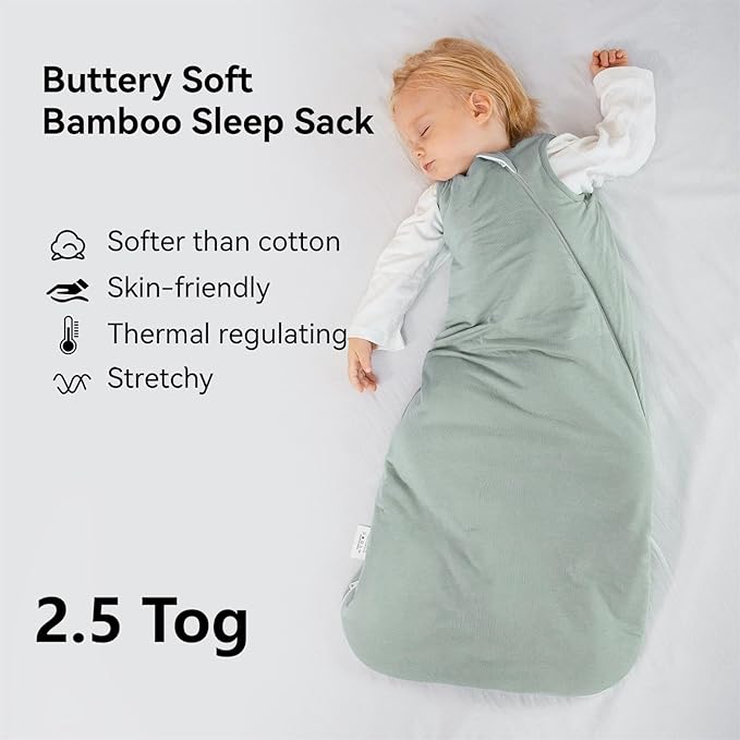 Rayon Made from Bamboo Sleep Sack 0-6 Months 2.5 Tog Winter Warm Ultra Soft Baby Wearable Blanket 0-3 Months Sleepsack 3-6 Months for Infant Newborn Babies Unisex Girl Boy 2-Way Zipper Quilted Thick