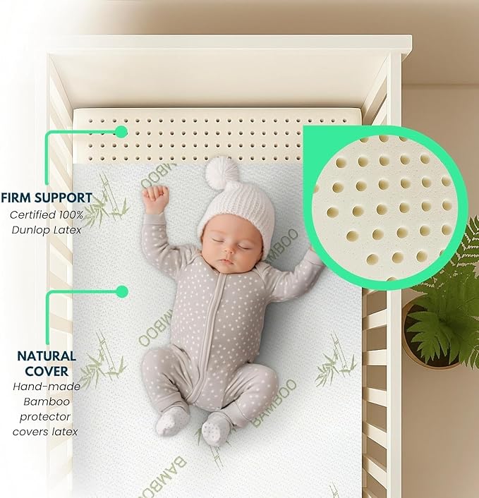 ORGANIC TEXTILES Organic Baby Mattress Topper with Rayon Derived Bamboo Cover - GOLS/GOTS Certified - Breathable - 2" Cradle (36"x18")