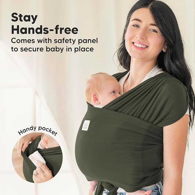 KeaBabies Baby Wrap Carrier Ring Sling - Easy to Wear, Adjustable D-Lite Baby Carrier Newborn to Toddler, Infant Carrying Shirt, Hands Free Bonding, Breathable Fabric Wearing Wrap (Forest)