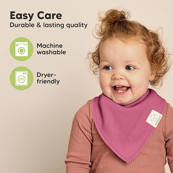 KeaBabies 8-Pack Organic Baby Bandana Bibs for Girls - Super Absorbent Triangle Baby Bibs for Drooling and Teething Infant, 100% Cotton Extra Soft for Newborn, Infant 0-36 Months (Lilac)