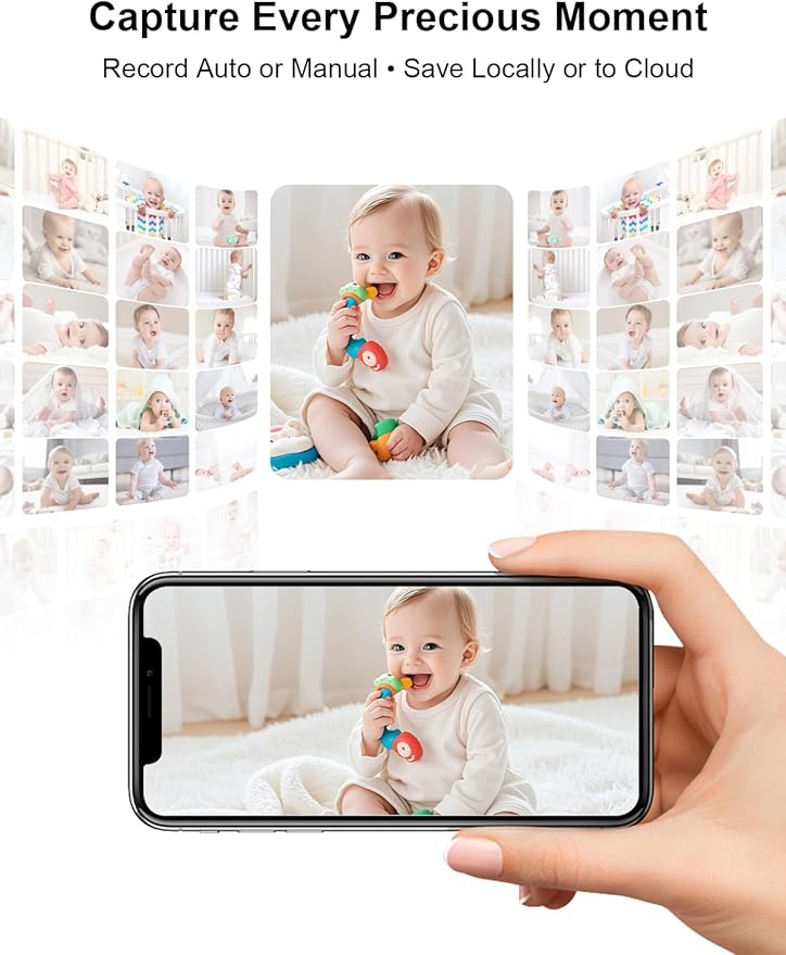 2-Camera Smart Baby Monitor with App and 5" Display, Dual Connectivity (No WiFi FHSS & WiFi), 1080P HD Remote Pan-Tilt-Zoom with Motion Tracking, 36H Battery, White Noise, Cry & Temp Alerts