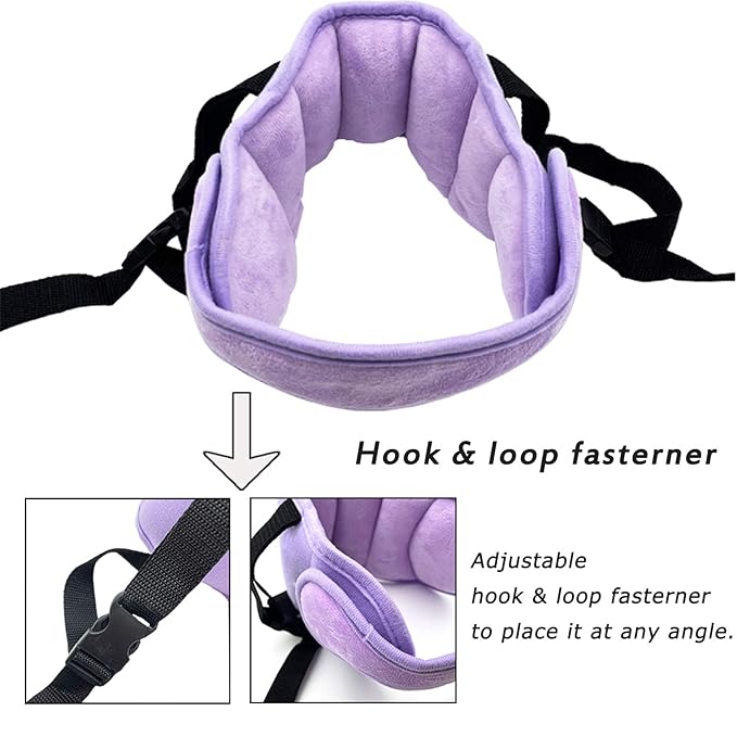 Adjustable Baby Car Seat Head Support Band, Baby Safety Car Seat Neck Relief Hold, Comfortable Head Hold Head Strap for Baby, Kids, Children, Purple