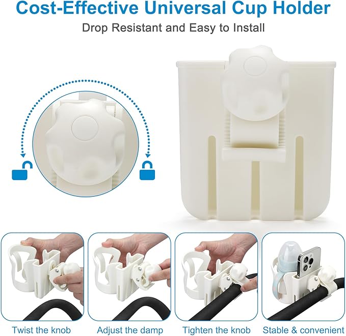 Accmor 2-in-1 Walker Cup Holder with Phone Holder, Wheelchair Cup Holder, Rollator Cup Holder, Cup Phone Holder for Walker, Wheelchair, Rollator, Mobility Scooter