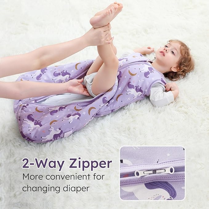 Yoofoss Baby Sleep Sack 6-12 Months, TOG 2.5 Baby Wearable Blanket with 2-Way Zipper, 100% Organic Cotton Fabric Winter Newborn Sleeping Sack, Warm Soft Comfy