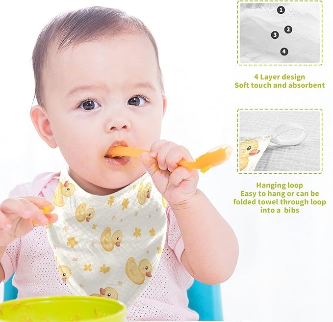 vvfelixl Cute Yellow Rubber Ducks Baby Burp Cloths Baby Muslin Washcloths for Boys Girls Cotton Babys Face Towel for Newborn Infants Soft and Absorbent 11.8 X 11.8 in, 5 Pack