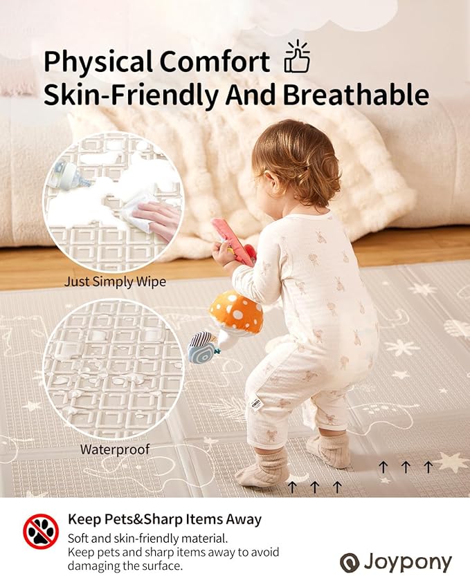 Baby Play Mat, 59 x 79 Inch Foldable Play Mats for Babies and Toddlers, Waterproof & Anti-Slip Portable Floor Mat for Playpen with Travel Bag