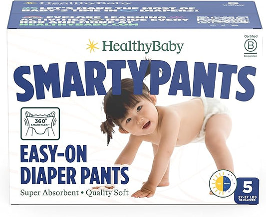 SmartyPants Pull Up Style Diapers | EWG Verified Safe & Plant-Based | Quilted 360 Waistband, Super Absorbent for Overnight Leak Protection | Training Pants by HealthyBaby | Size 5 (38 Count)