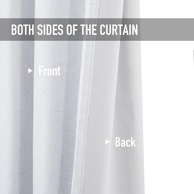 100% Blackout Shield Linen Blackout Curtains for Bedroom, Greyish White Grommet Curtains for Living Room, Thermal Insulated Room Darkening Drapes for Nursery, Boho Home Decor, 50" W x 84" L, 2 Panels