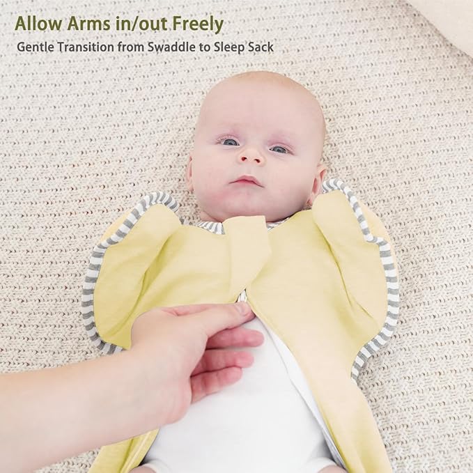 Baby Sleep Swaddles Arms up Swaddle 6-9 Months, Baby Transitional Swaddle Sack with 2-Way Zipper, 2-Pack Arms In/Out 100% Cotton 0.8Tog Transition Sleep Sack for Girl (Large 20-27lbs)