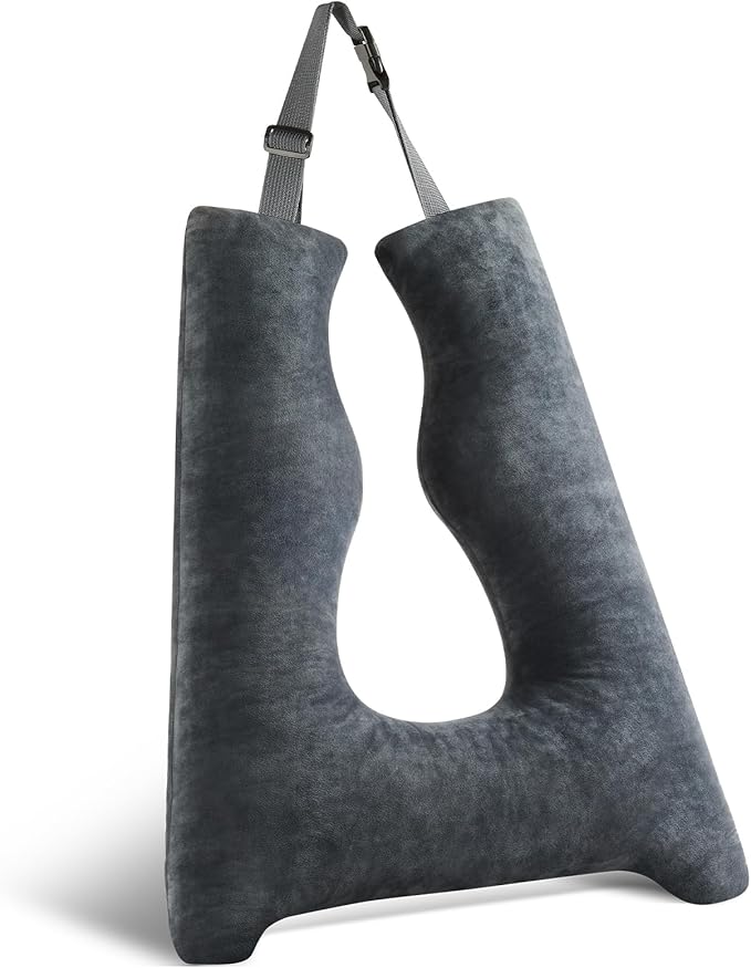 Car Pillow for Kids Travel Pillow with Adjustable Strap, Kids Floor Pillows Cushions for Adults and Children to Support Head and Body Road Trip Essentials (Grey)