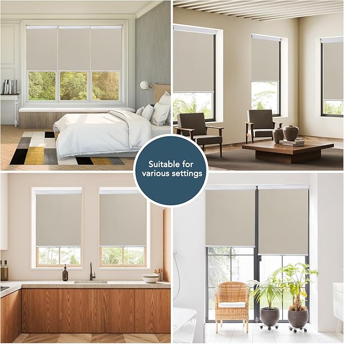 Roller Window Shades Free-Stop Cordless Blackout Blinds, Thermal Insulated Pull Down Shades for Windows, UV Protection Fabric Roller Blinds for Home Office (70.5" Wx72 H, Ivory)
