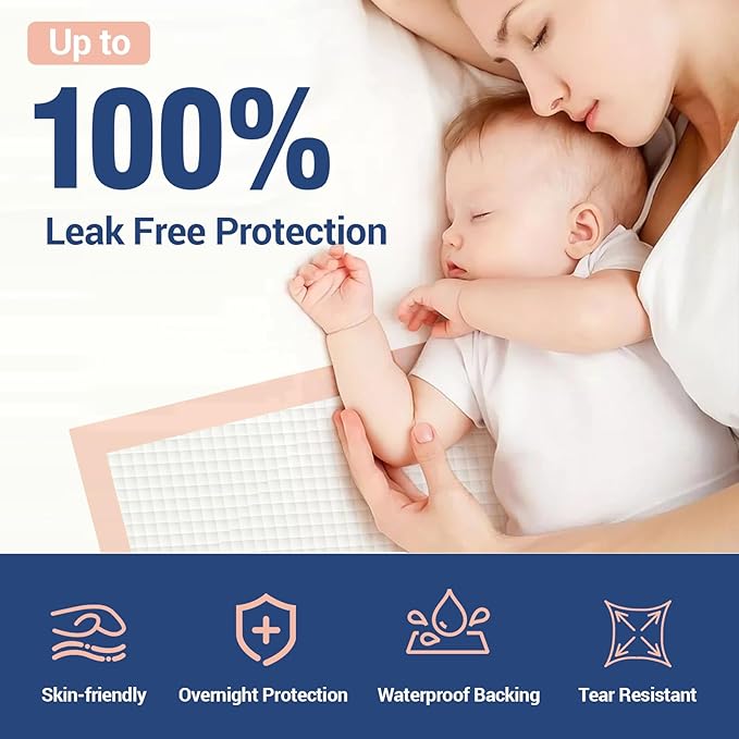 MKISS Tear-Resistant Bed Pads 40" x 40"(40 Count), Disposable Super Absorbent Incontinence Underpads, Extra Large and Thicken Chucks Pads for Adults, Children, Babies, Elderly and Pets