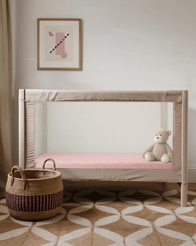 Pack and Play Sheets Fitted, Mini Crib Sheets 2-Pack for Pack N Play Mattress, Stretchy Playpen Sheet for Boys Girls, Softness and Breathable, 38" x 26"