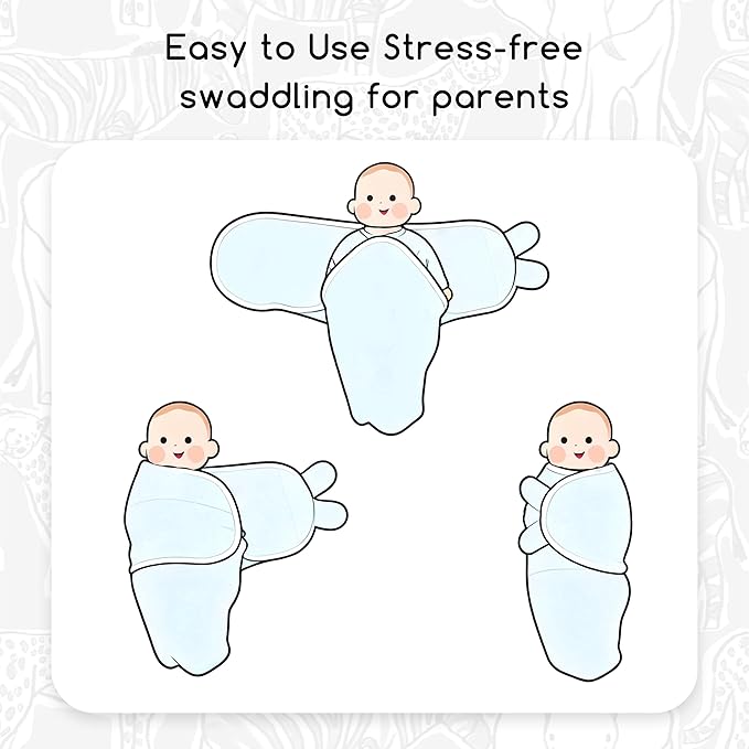 Baby Swaddles for Newborn Organic Cotton,Soft & Snug Newborn Velcro Swaddle 0-3 Months Sleep Sack Helps Calm Startle Reflex, 2-Pack Wrap Nursery Swaddling Blankets Elephant