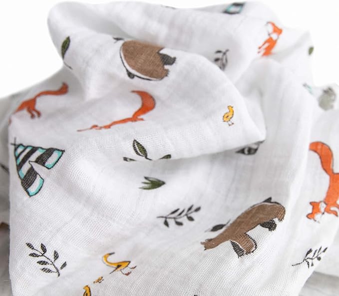 Little Unicorn Muslin Swaddle Blanket for Newborns & Infants | Soft & Breathable Fabric | Set of 3 Baby Blankets for Swaddling, Nursing, Shower Gifts (Forest Friends)