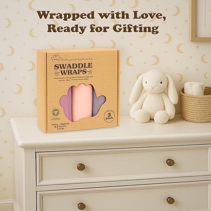 Bublo Baby Newborn Swaddle Sleep Sacks - Infant 0-3 Months, Swaddles for Newborns Baby Girls Boys, 100% Organic Cotton Nursery Swaddling Blankets (3-Pack)