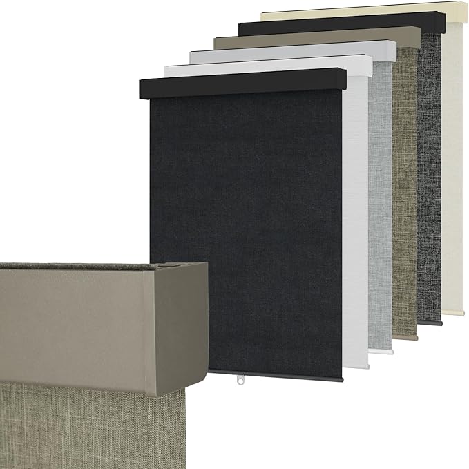 Blackout Roller Shades Blinds for Windows, Free-Stop Cordless Roller Shades with Valance, Thermal Insulated Fabric Window Blinds UV Protection for Home, Bedroom, Coffee, 20" W x 72" H