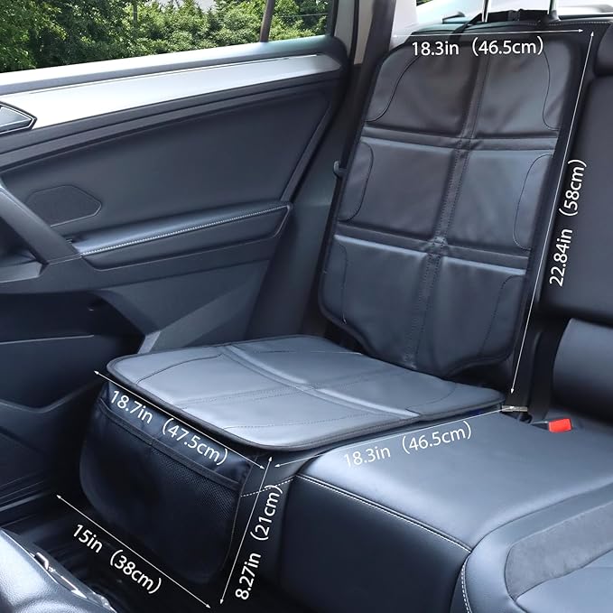 Car Seat Protector,Extra Thick Car Seat Covers Non-Slip Waterproof Mat Pad Leaving No Imprints Marks for Child Baby Pet Truck SUV Automobile (Black-A)