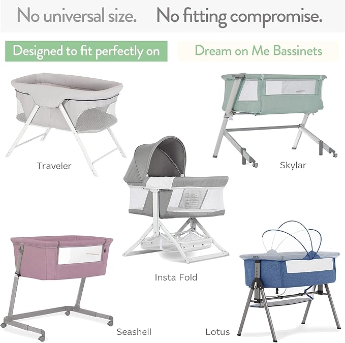 Bassinet Fitted Sheets Compatible with Dream on Me Traveler Portable Bassinet & Skylar, Seashell Bedside Sleeper – Snuggly Soft 100% Jersey Cotton – Dusty Blue + Navy – 2 Pack