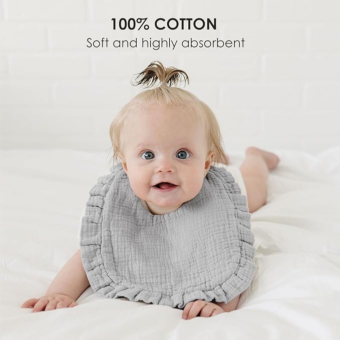 MairMore Baby Muslin Bibs Bandana Drool Bibs for Unisex Boys & Girls, Soft and Absorbent Cotton Teething Drooling Bib Set for Newborn Toddler