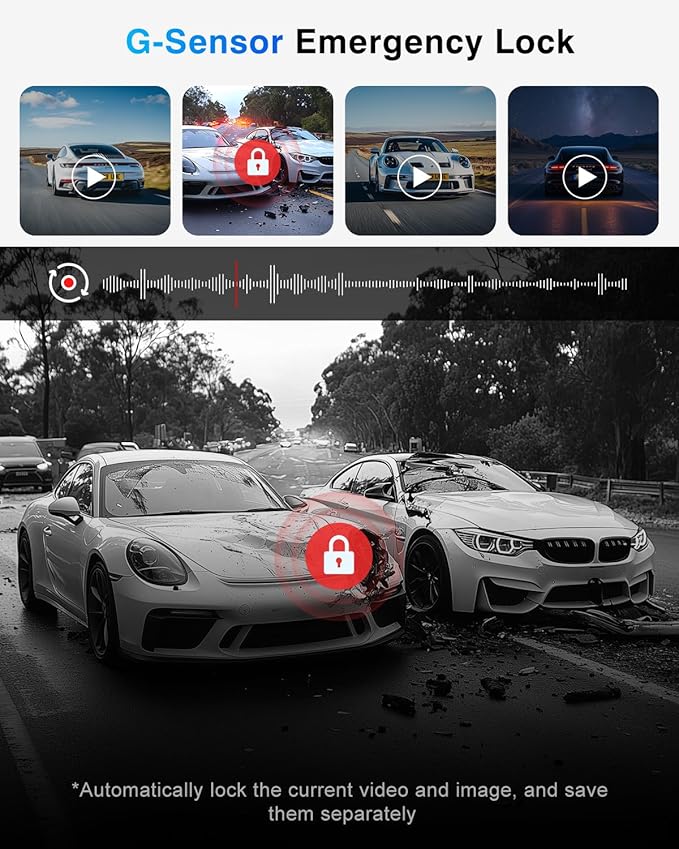 4K Dash Cam Front and Rear, 3 Channel Dash Camera with IMX335 Night Vision, WiFi GPS, Voice Control, 2K+1080P+1080P Dash Camera for Cars (64GB Card Included) Black