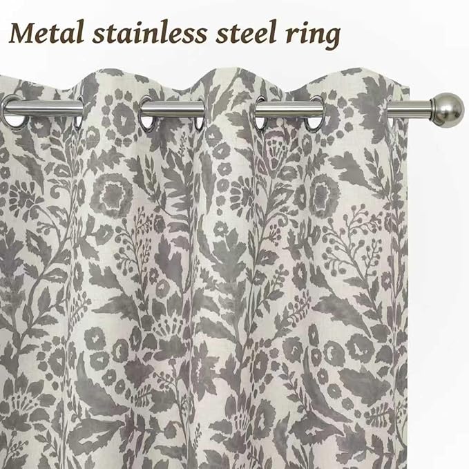 DriftAway Julia Watercolor Blackout Room Darkening Lined Thermal Insulated Energy Saving Window Curtains 2 Layers 2 Panels Each Size 52 Inch by 84 Inch Linen Grey
