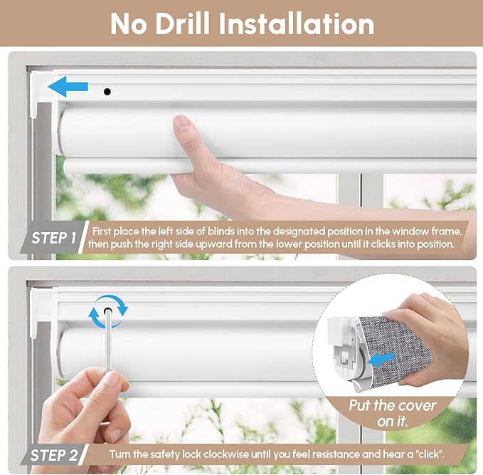 Kincmo No Drill Motorized Blinds with Remote, 100% Blackout Roller Shades for Windows, Custom Electric Blinds Compatible with Alexa, Apple Homekit, Google Home (100% Blackout Dual Sided Dark Grey)