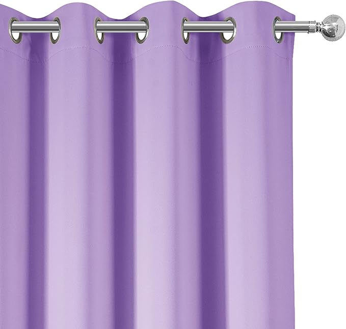 LEMOMO 100% Blackout Curtains 52 x 95 Inch/Lavender Curtains 2 Panels with Black Lining Room Darkening Thermal Insulated Bedroom Curtains