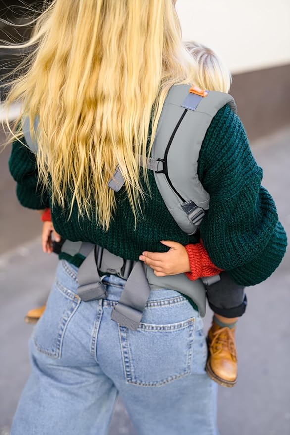 Beco Toddler Carrier (20-60 lbs) with Extra Wide Seat, 100% Cotton - Front-Carry & Backpack Style - Lightweight & Ergonomic Sling Carrier for Children from 18months - Grey
