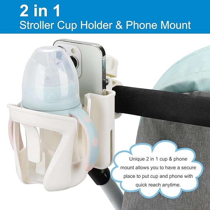 Accmor 2-in-1 Walker Cup Holder with Phone Holder, Wheelchair Cup Holder, Rollator Cup Holder, Cup Phone Holder for Walker, Wheelchair, Rollator, Mobility Scooter