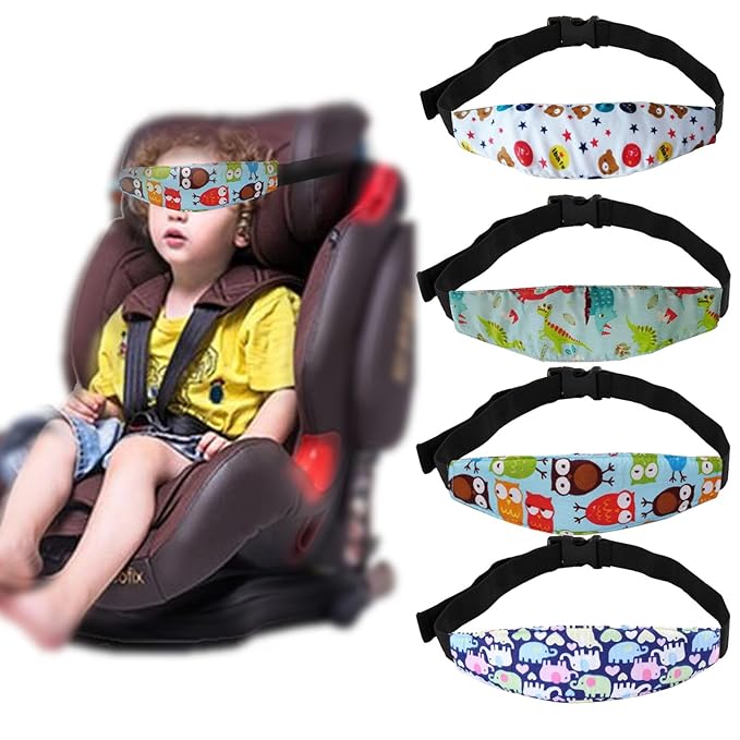 4 Pieces Baby Head Support for Car,Head Support Straps Car Seat Head Holder Sleeping Headrest Band with Adjustable Buckle Universal Car Accessories for Kids,Toddler