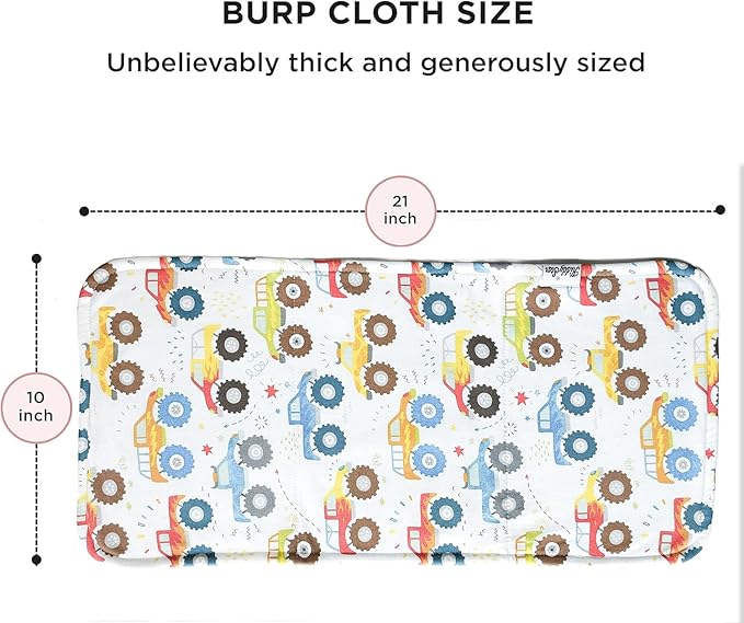 KiddyStar 5-Pack Organic Cotton Burp Cloths – Large, Ultra-Soft 3-Layer Towels for Burping, Shoulder & Hand Use, Highly Absorbent