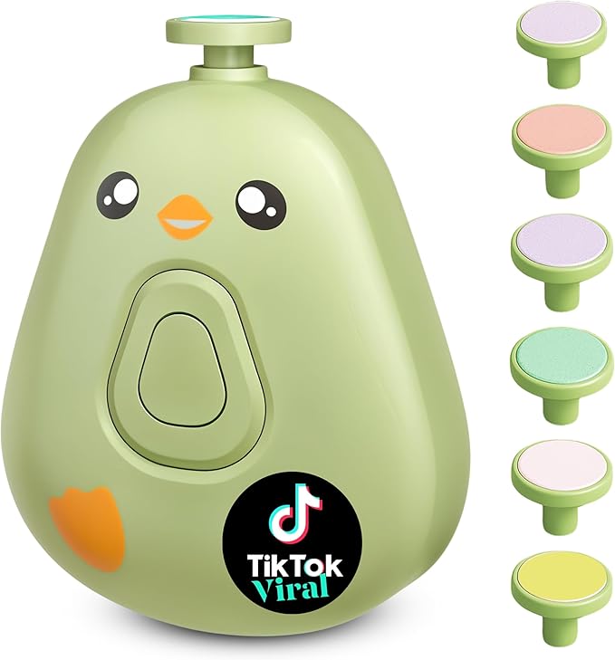 Electric Baby Nail Trimmer – Safe and Quiet Nail File for Infants and Kids, 6 Grinding Heads, Low Vibration & Gentle Power for The Care of Your Baby