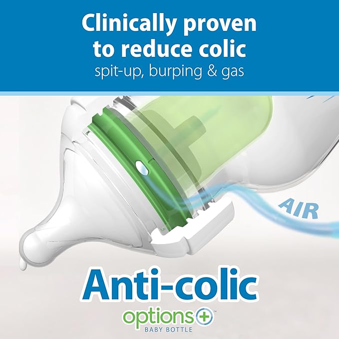 Dr. Brown's Natural Flow Anti-Colic Options+Wide-Neck Baby Bottle, 5 oz/150 mL, Level 1 Nipple, 12-Pack, 0m+